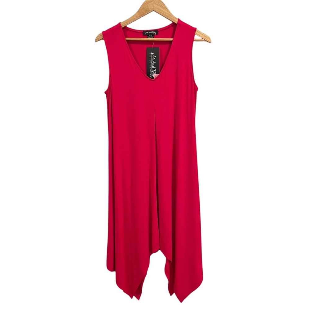 NWT Michael Tyler Sleeveless Shark Bite Dress Fuschia Pink Size M